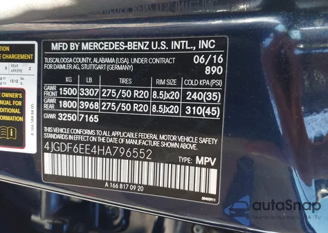 2017 Mercedes-Benz Gls 450 4Matic from USA, damaged, VIN 4JGDF6EE4HA796552